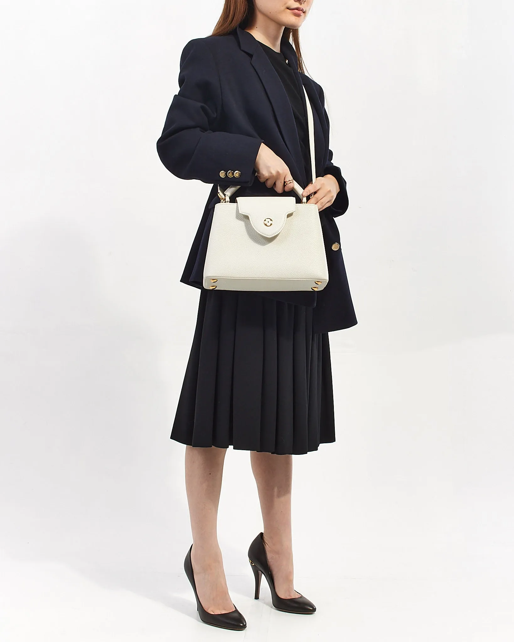 Louis Vuitton White Taurillon Leather Capucines BB Bag