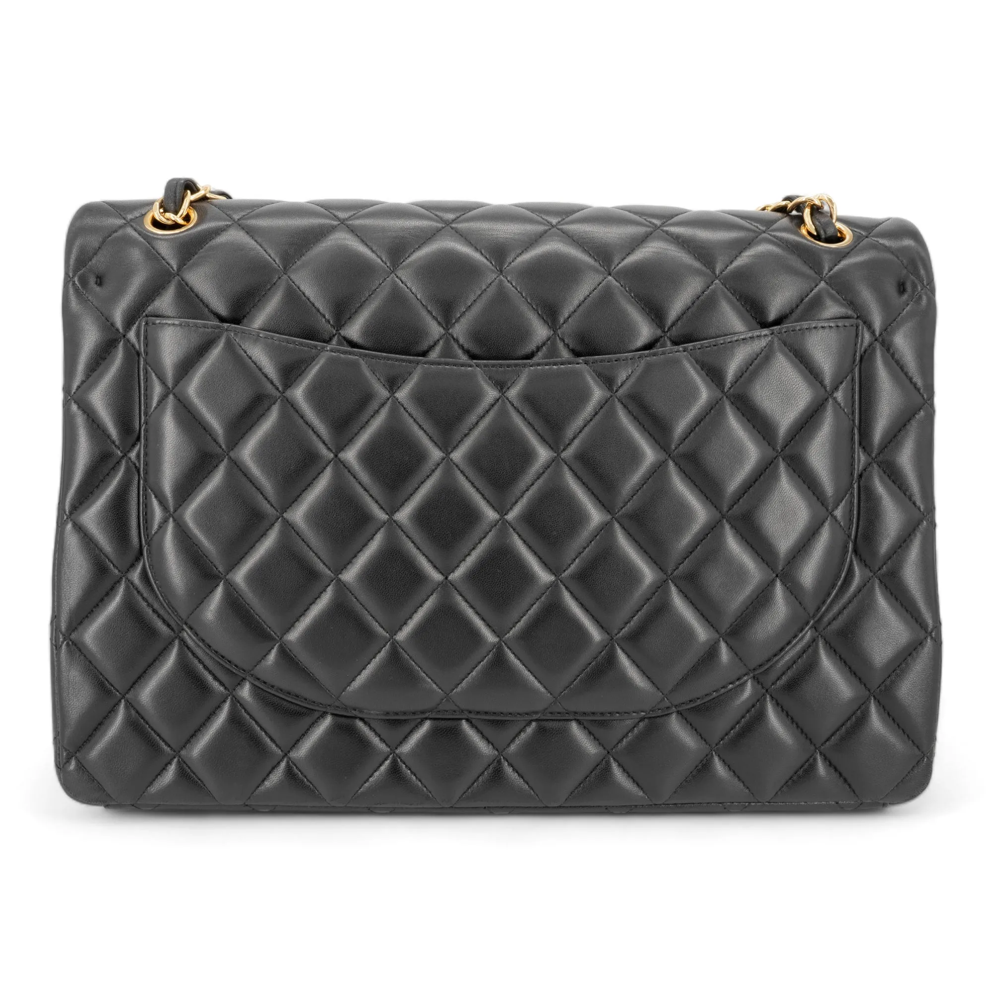Maxi Jumbo Classic Double Flap Bag in Black Lambskin
