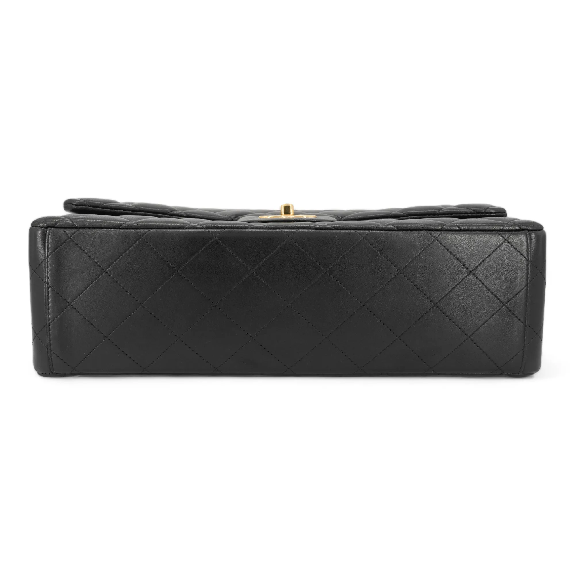 Maxi Jumbo Classic Double Flap Bag in Black Lambskin