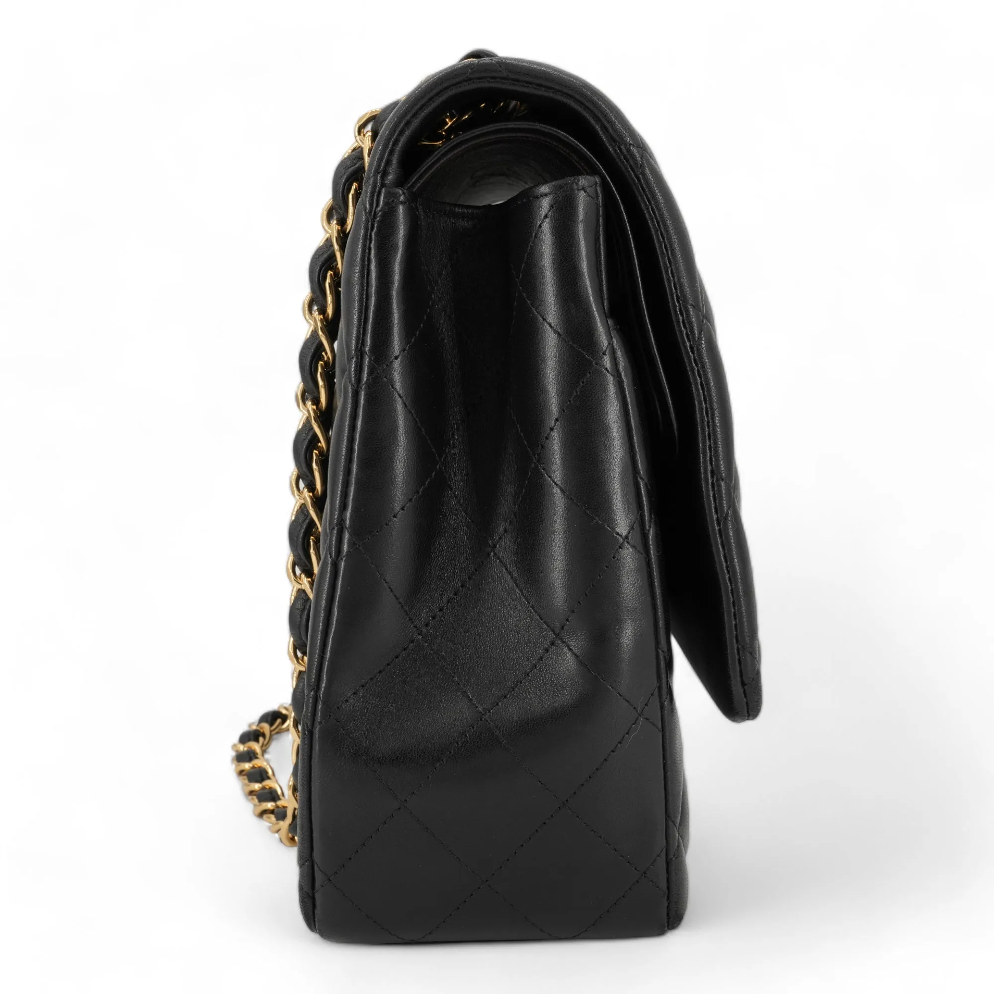 Maxi Jumbo Classic Double Flap Bag in Black Lambskin