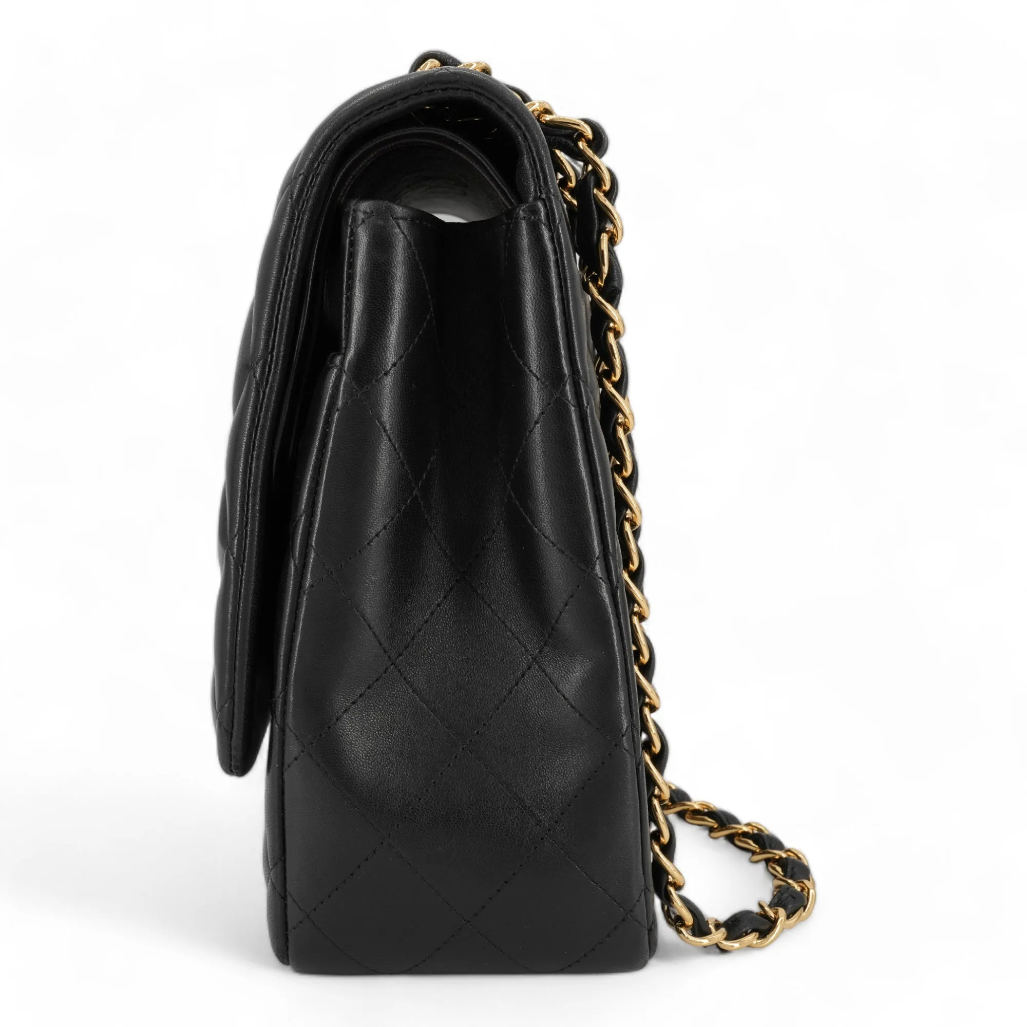 Maxi Jumbo Classic Double Flap Bag in Black Lambskin
