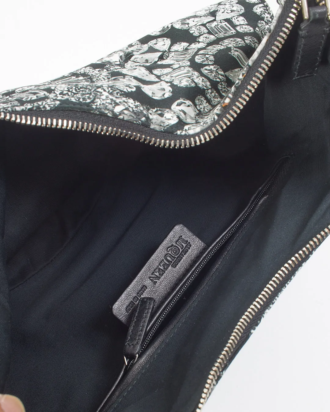 McQueen Black/White Print Nylon Clutch