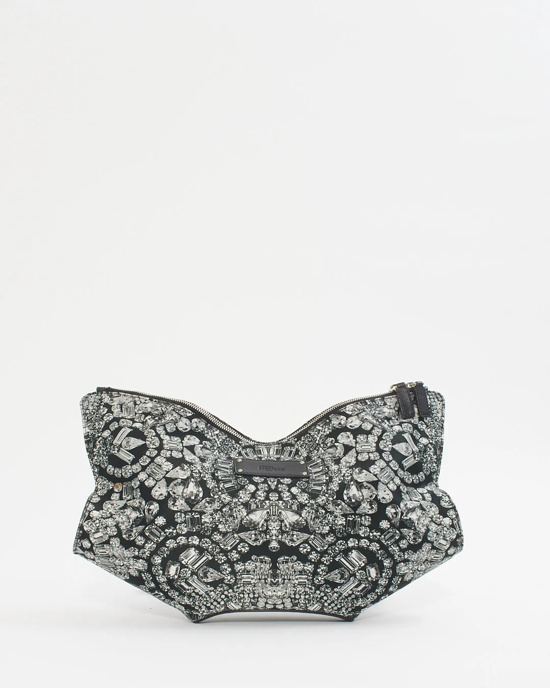 McQueen Black/White Print Nylon Clutch