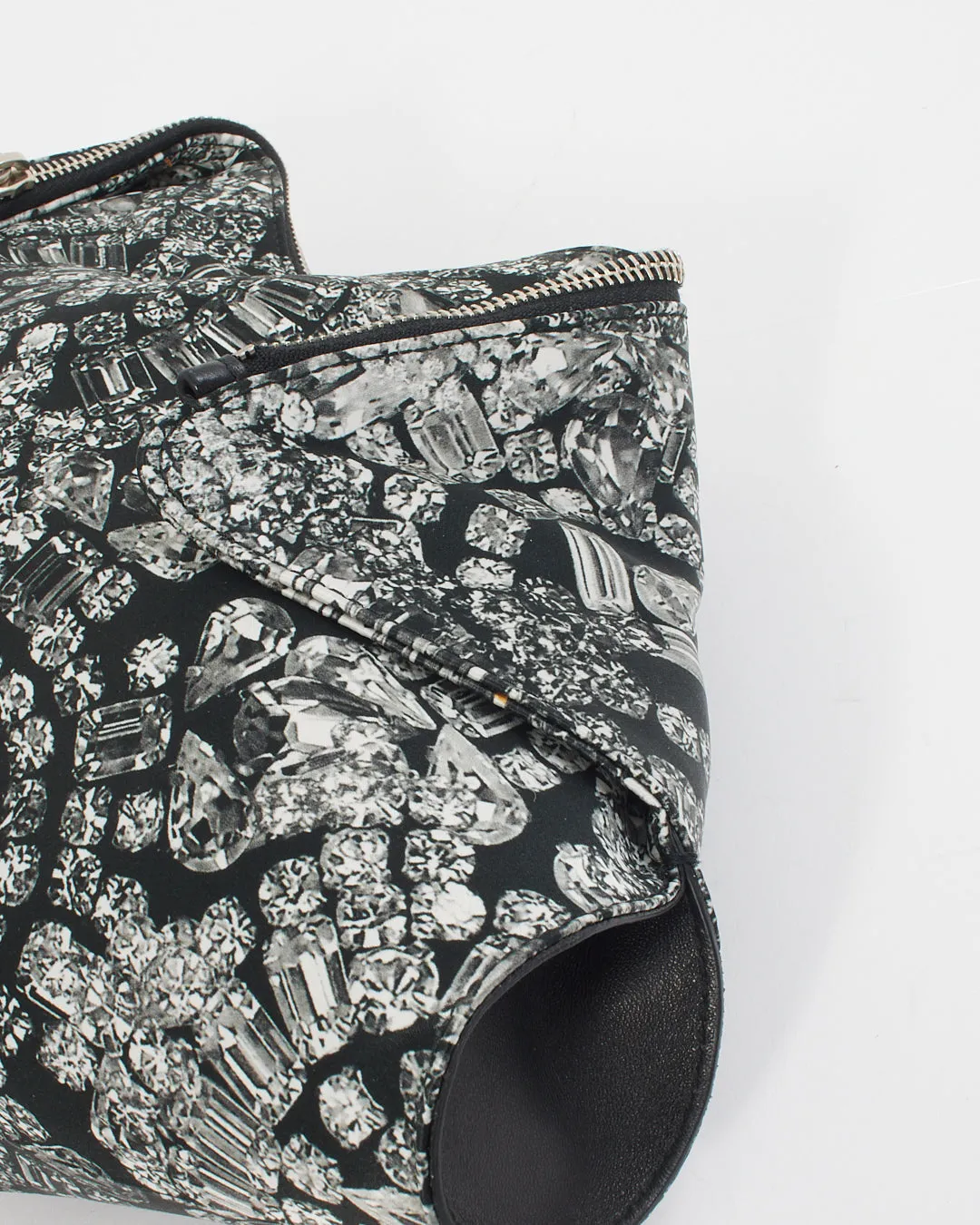 McQueen Black/White Print Nylon Clutch