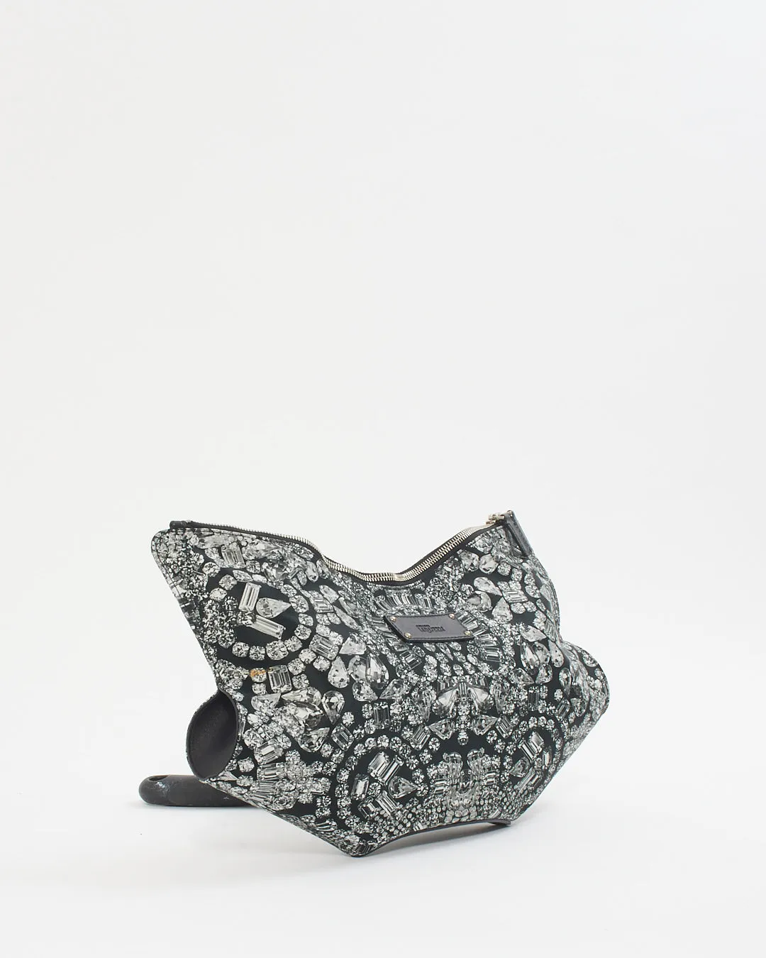 McQueen Black/White Print Nylon Clutch