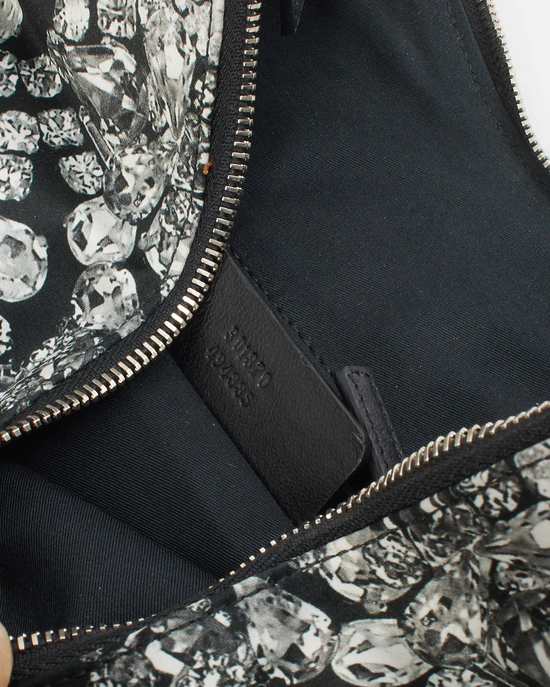 McQueen Black/White Print Nylon Clutch