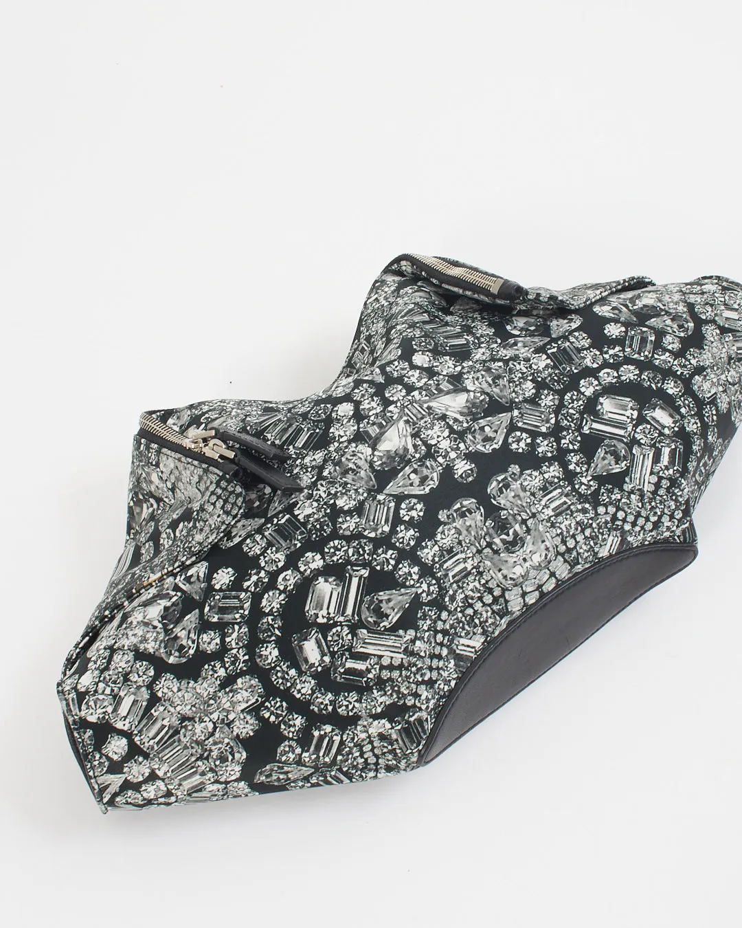 McQueen Black/White Print Nylon Clutch