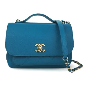 Medium Business Affinity Flap Bag in Turquoise Caviar