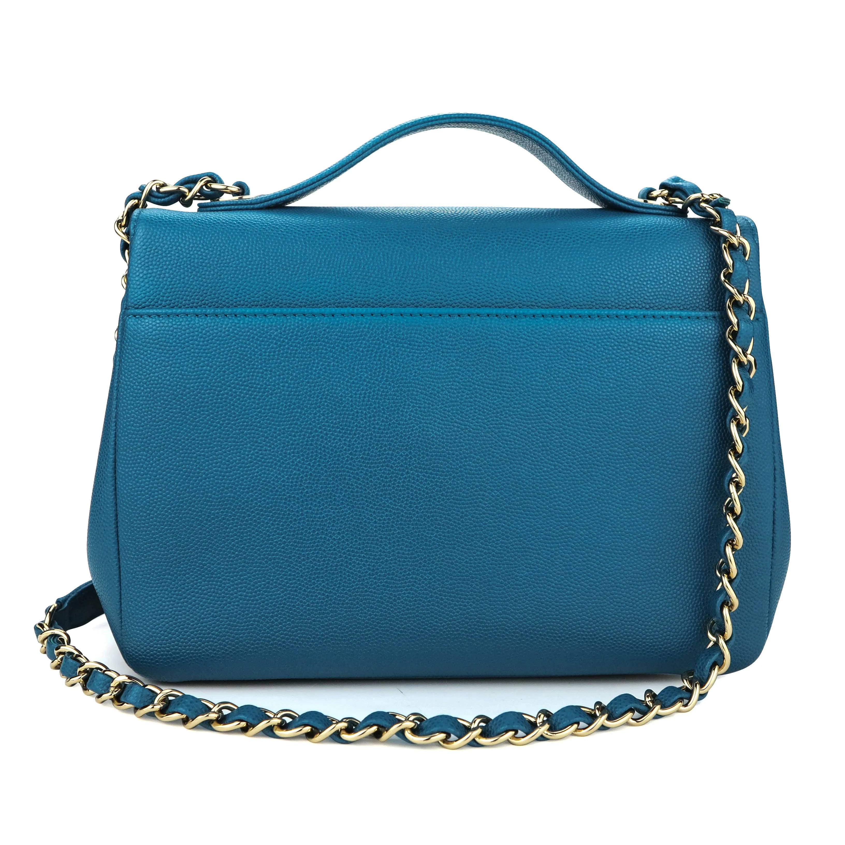 Medium Business Affinity Flap Bag in Turquoise Caviar