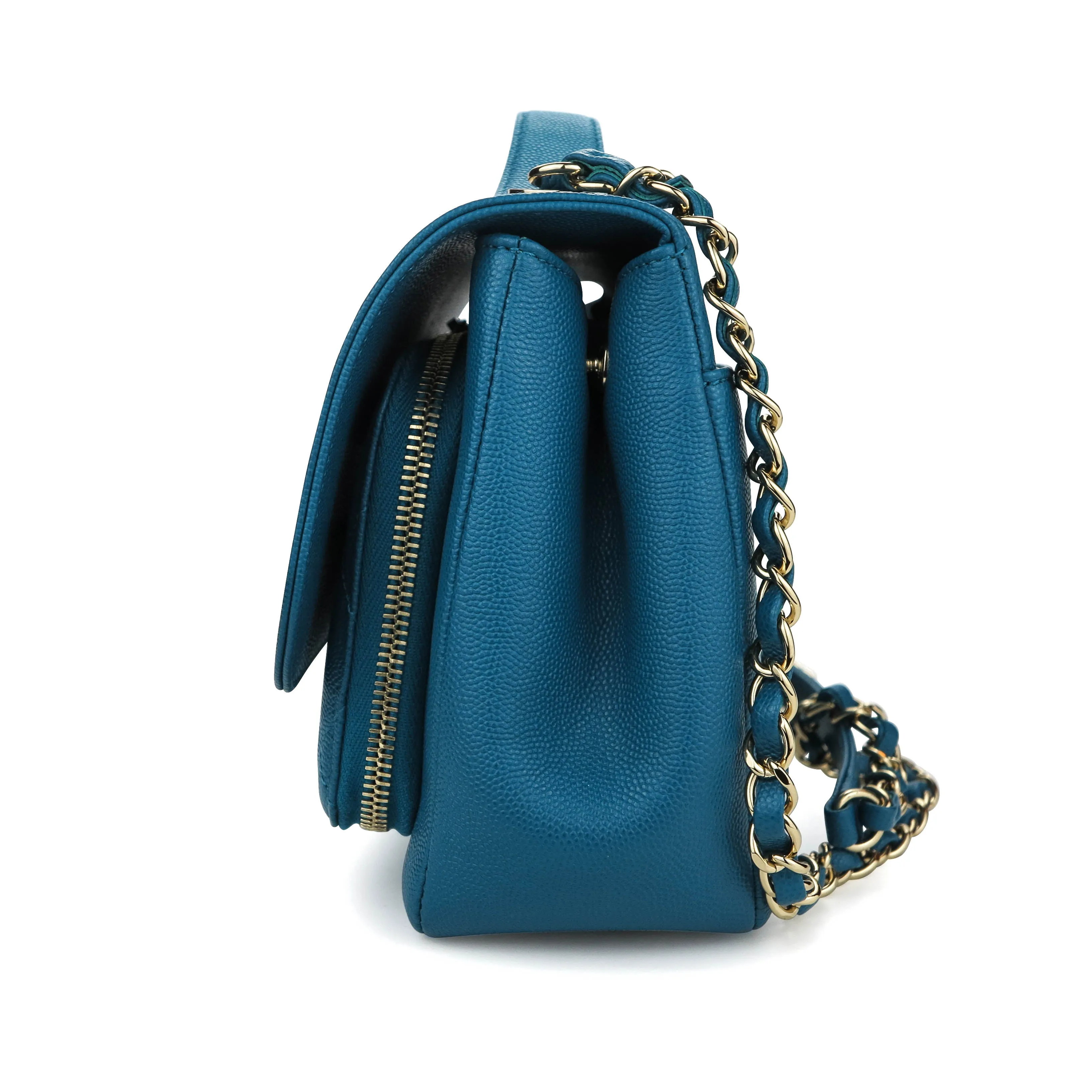 Medium Business Affinity Flap Bag in Turquoise Caviar