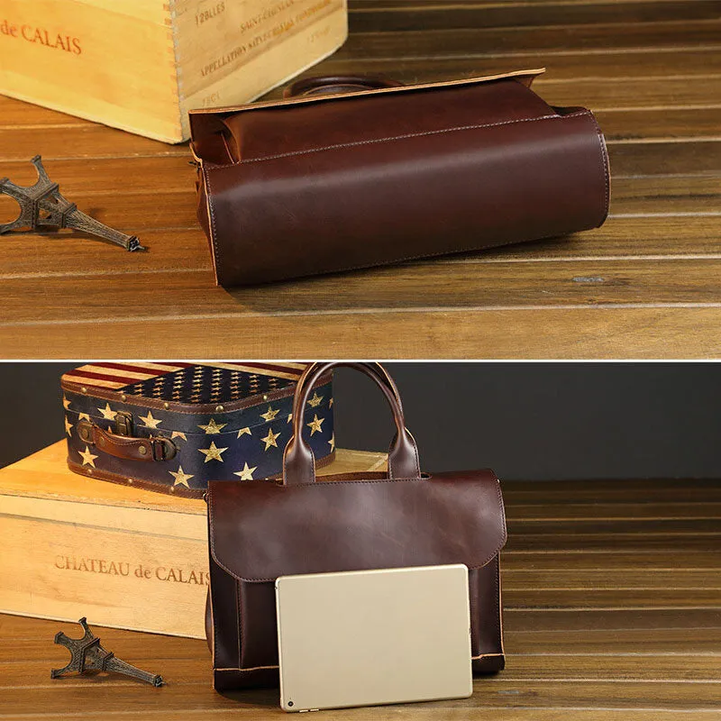 Men Retro Multi-compartment Briefcase Flap-Over Large Capacity Soft PU Leather Messenger Bag Crossbody Bags Handbag Shoulder Bag