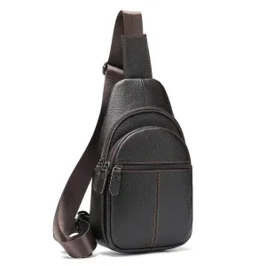 Men's Leather Chest Bag Crossbody Sling Travel Business Bag