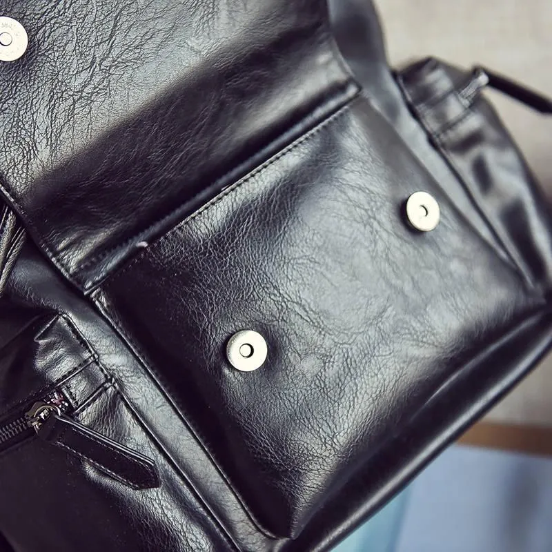 Men's Leather High Quality Backpack Travel Rucksack School Laptop Bags Male Business Shoulder Bag