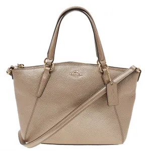 Metallic Beige Leather Small Tote
