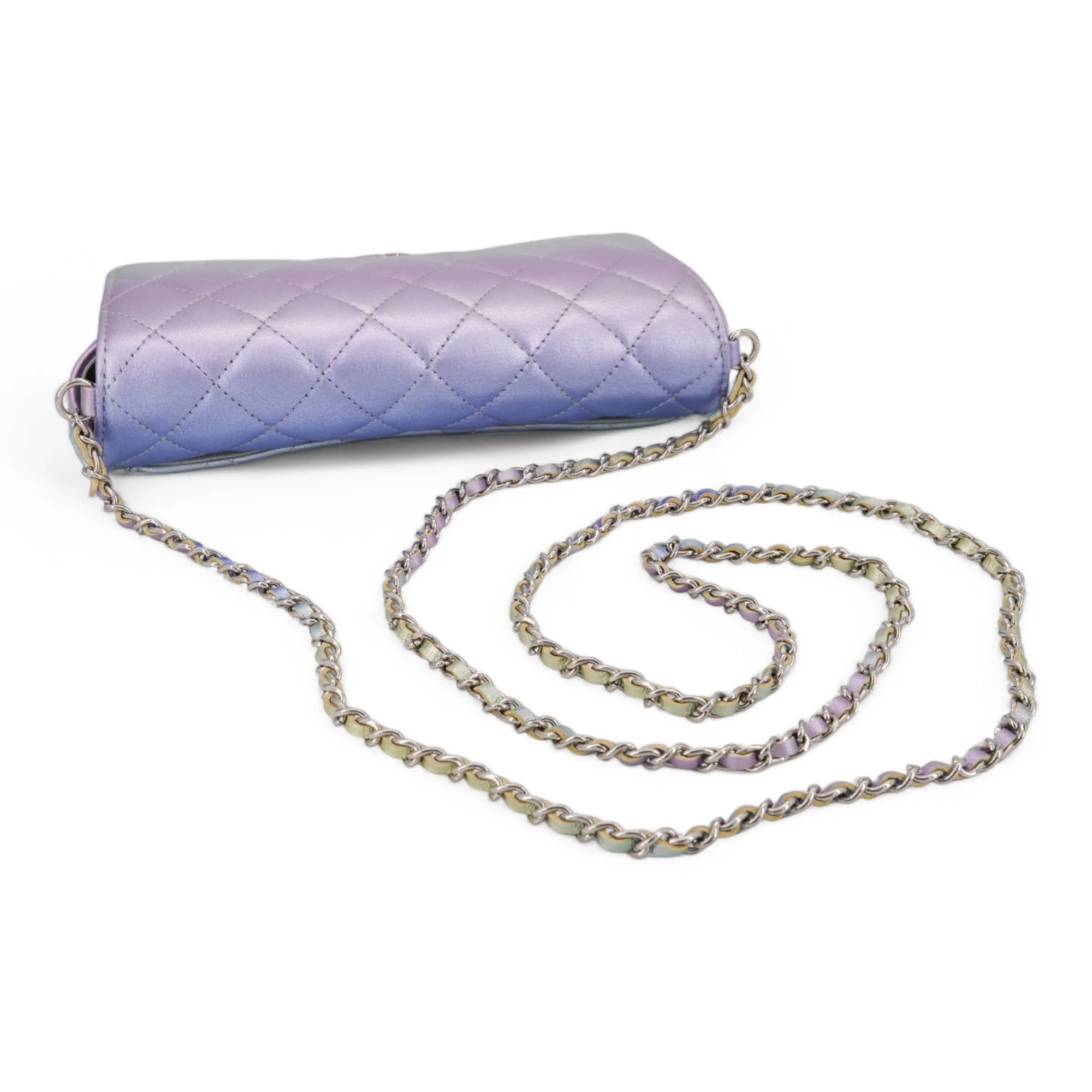 Metallic Rainbow Sunglasses Case Bag with Chain