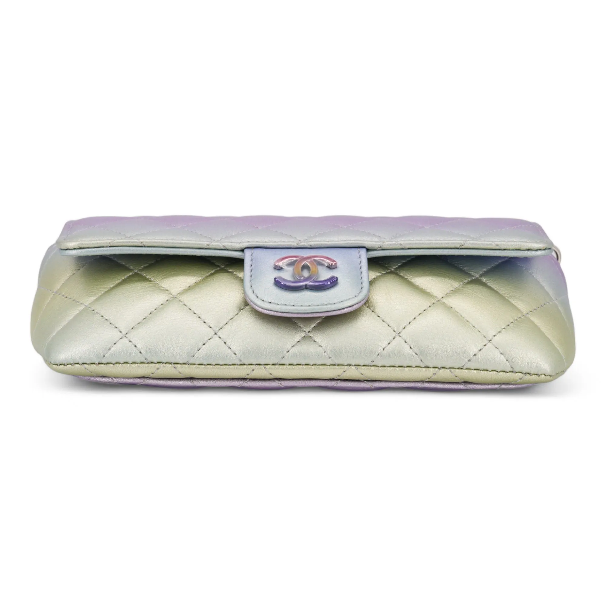 Metallic Rainbow Sunglasses Case Bag with Chain
