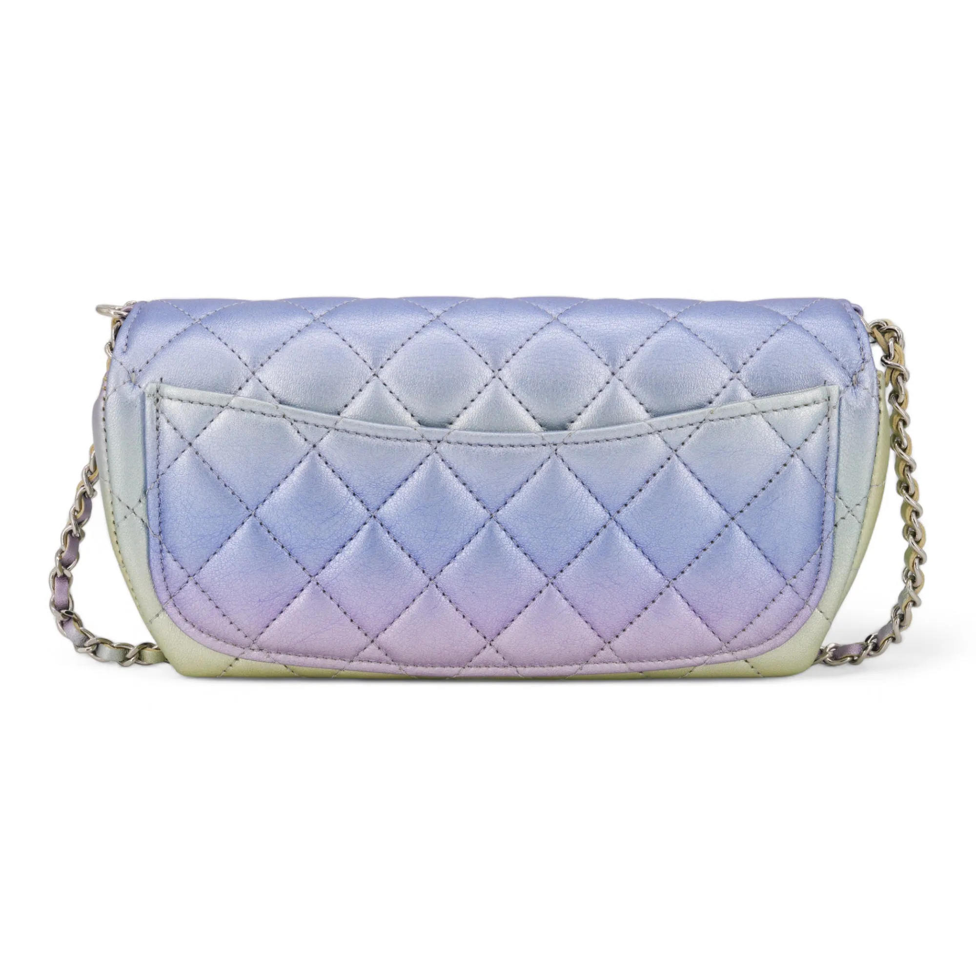 Metallic Rainbow Sunglasses Case Bag with Chain