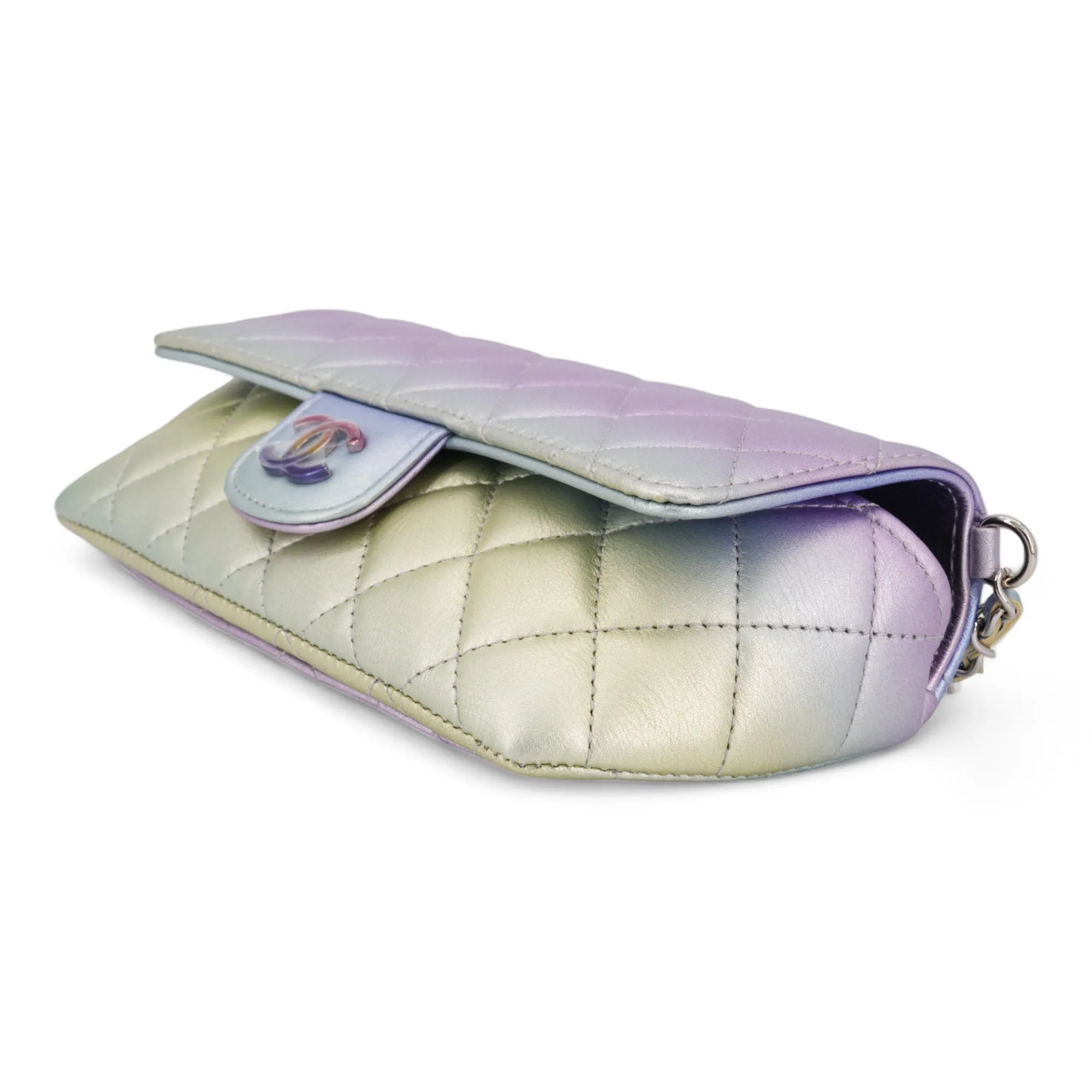 Metallic Rainbow Sunglasses Case Bag with Chain
