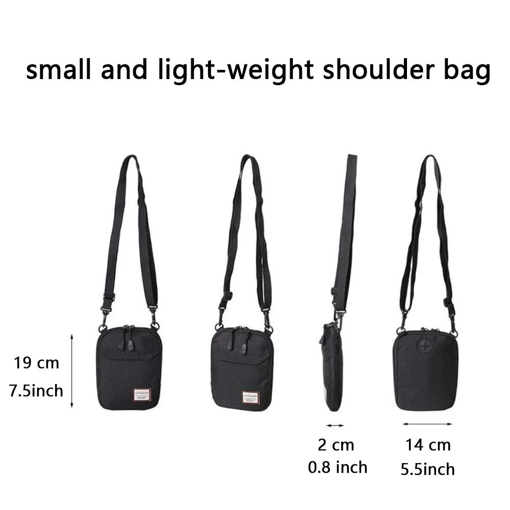 Mini Crossbody Bag Small Shoulder Bag For Men Travel Wallet Passport Holder Phone Purse Unisex, Mini Messenger Satchel Bag For Women Fanny Pack Neck Pouch Bag With Headphone Jack - Black