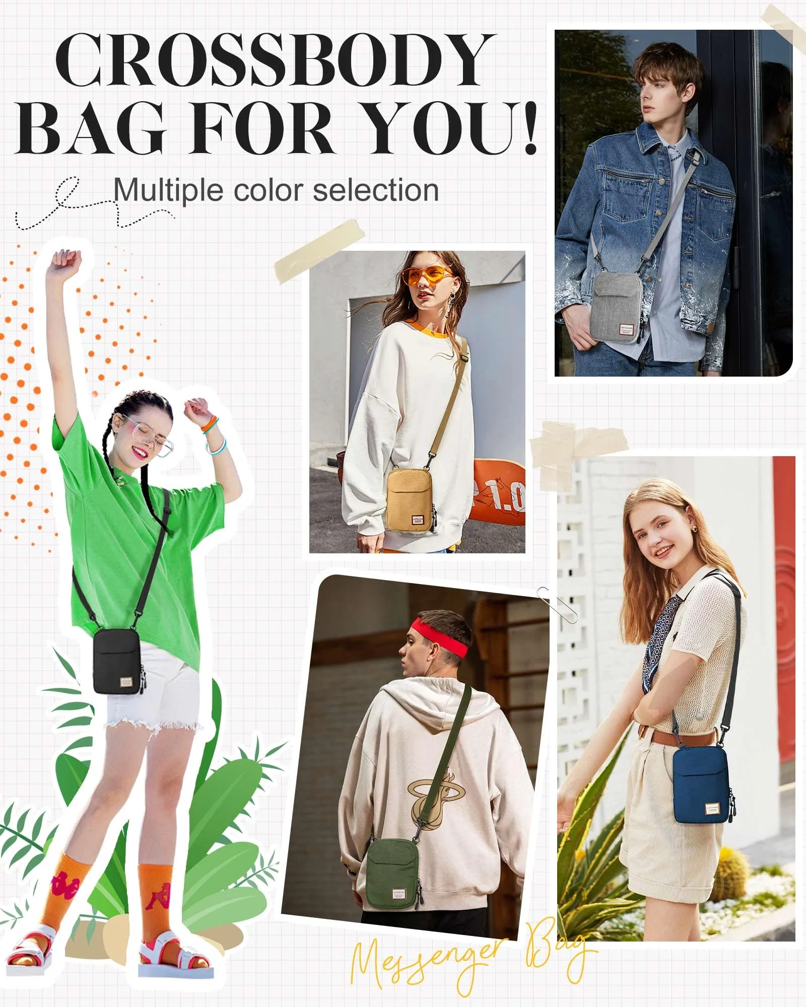 Mini Crossbody Bag Small Shoulder Bag For Men Travel Wallet Passport Holder Phone Purse Unisex, Mini Messenger Satchel Bag For Women Fanny Pack Neck Pouch Bag With Headphone Jack - Black