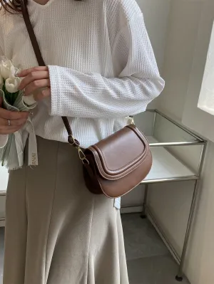 Mini Flap Saddle Bag -  Brown