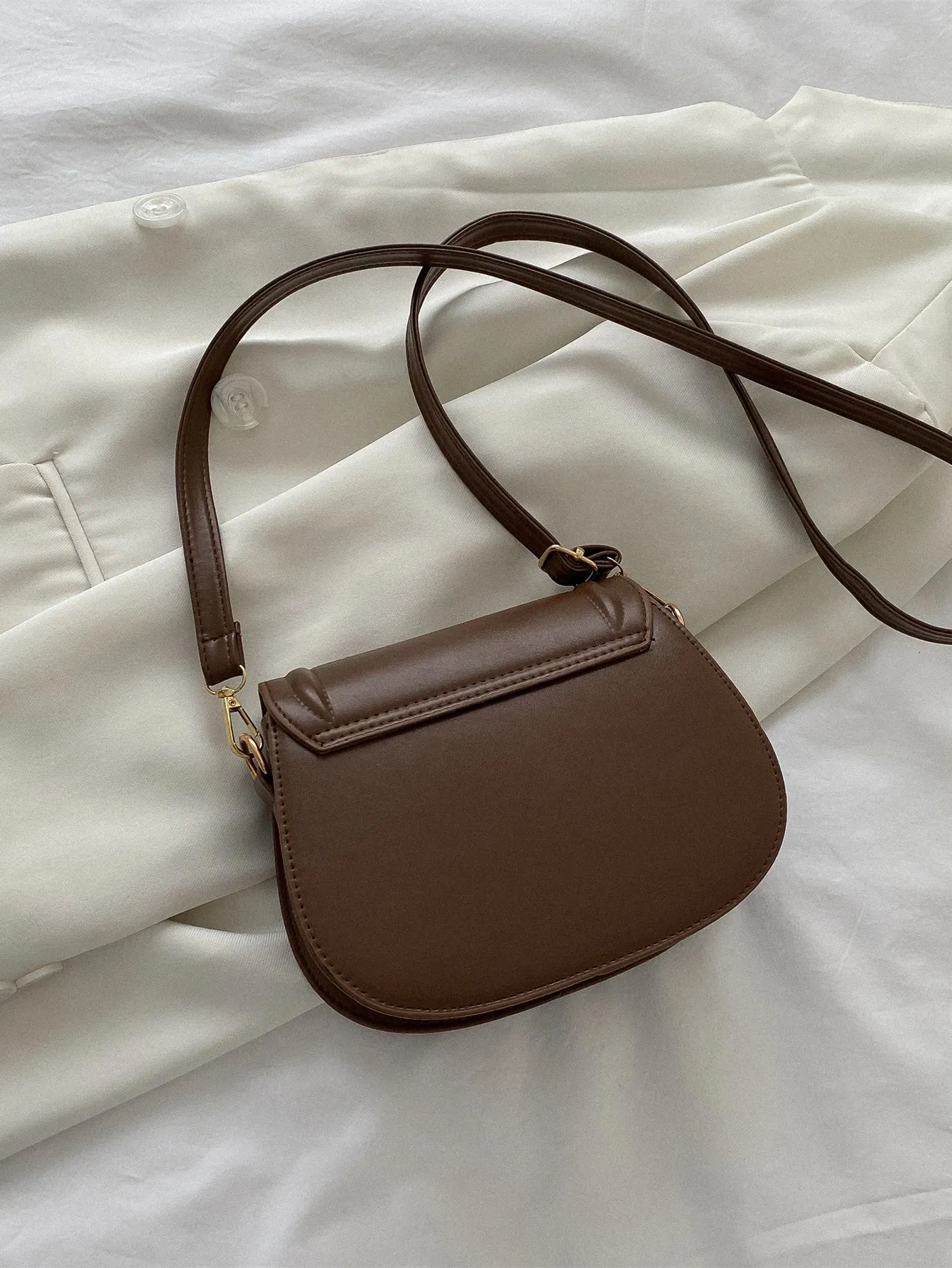 Mini Flap Saddle Bag -  Brown