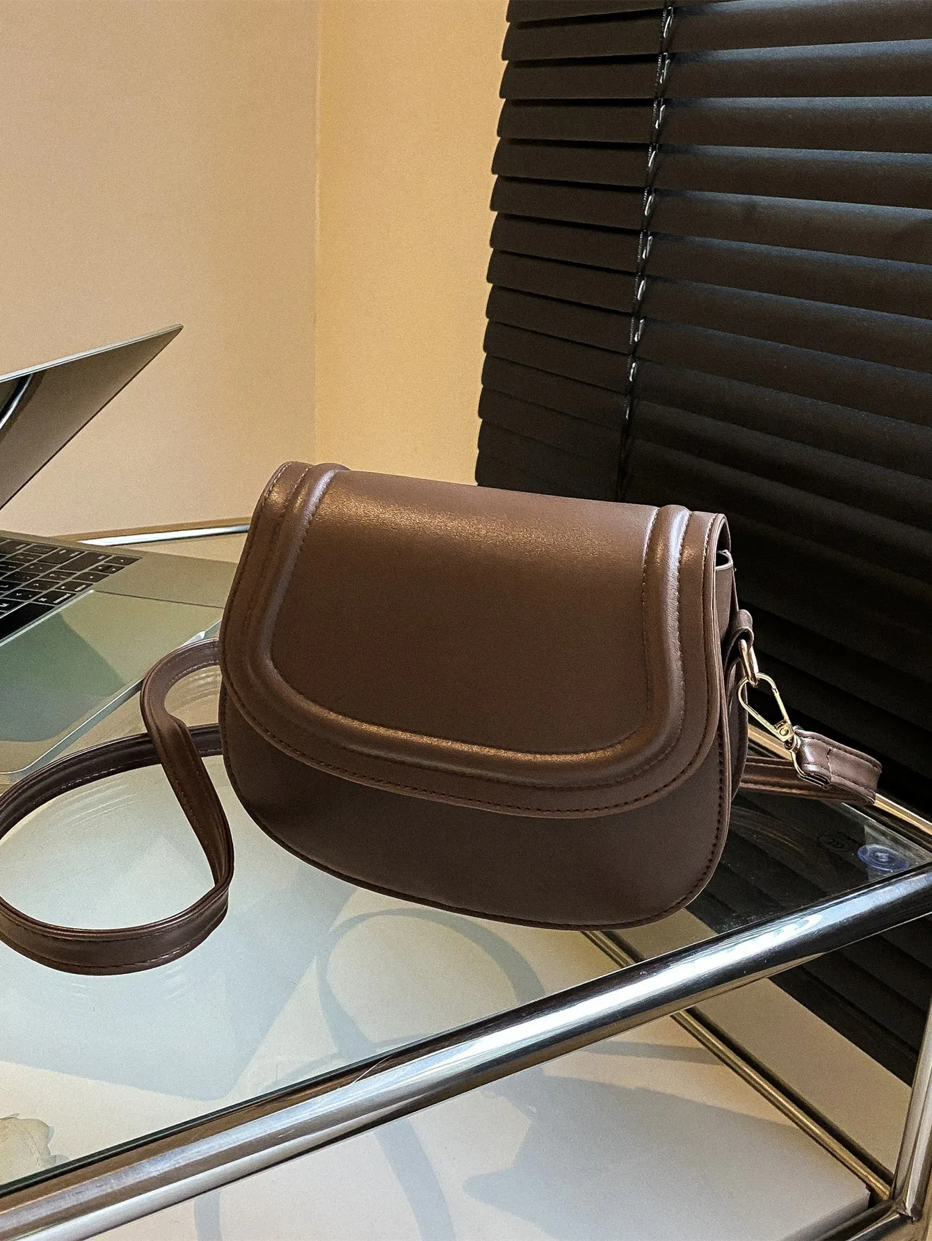 Mini Flap Saddle Bag -  Brown