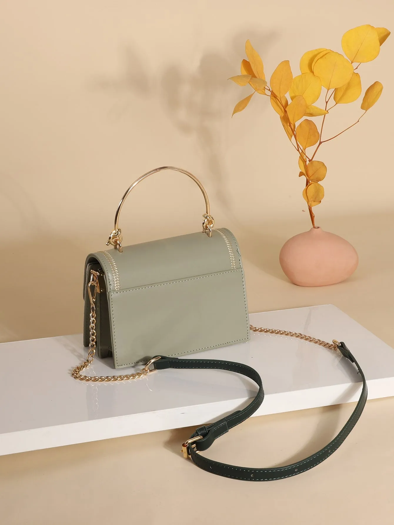 Mini Stitch Trim Flap Satchel Bag
