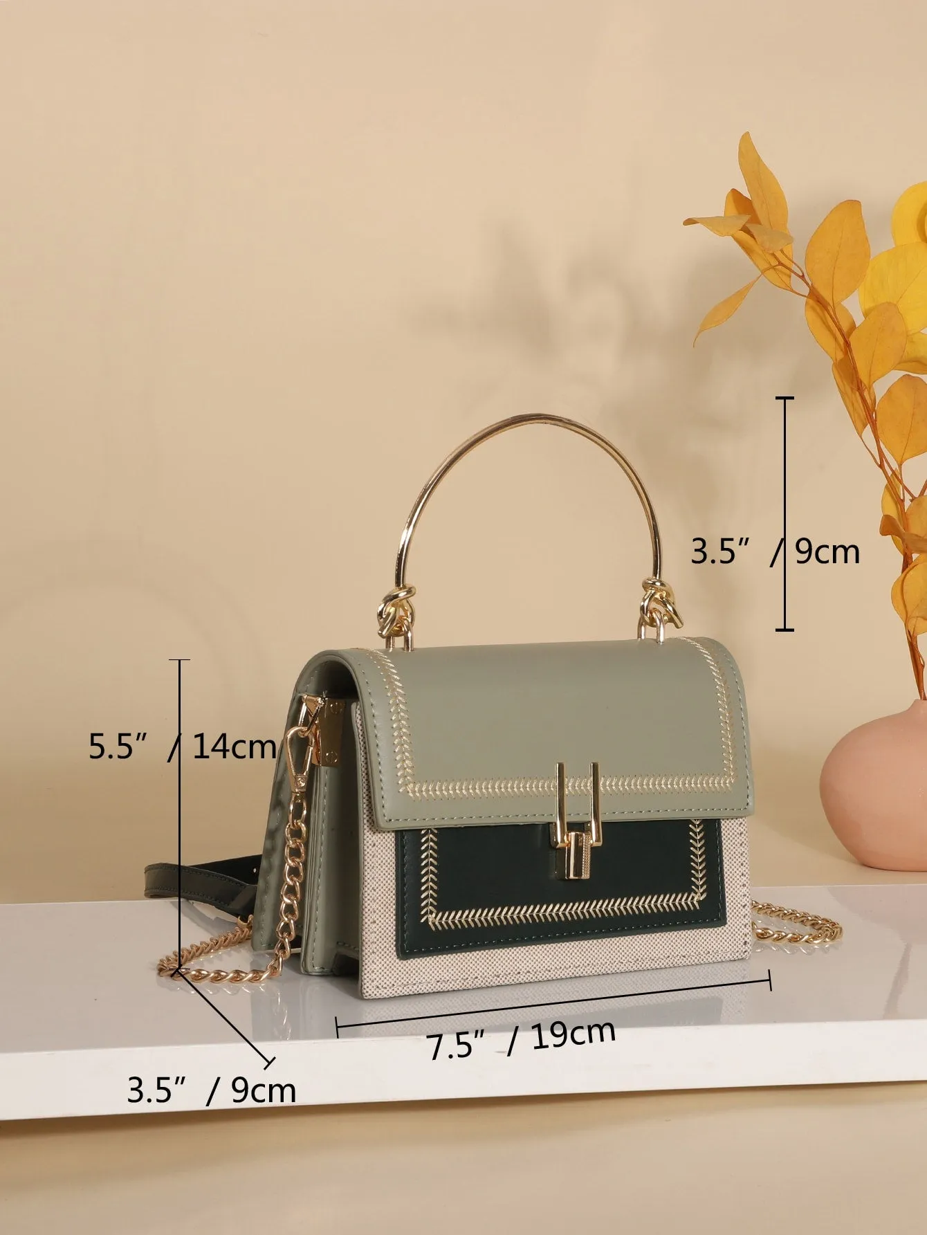 Mini Stitch Trim Flap Satchel Bag