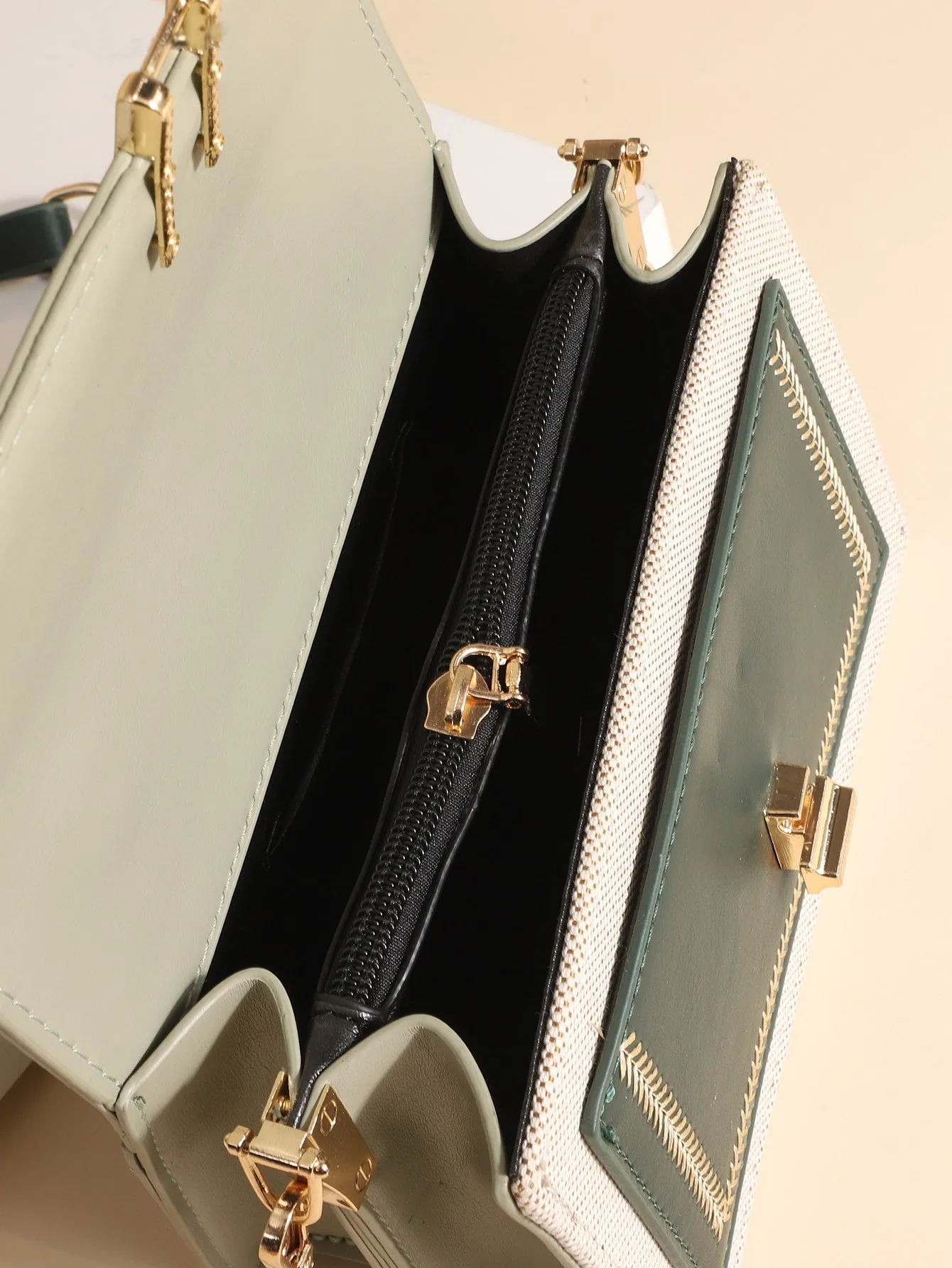 Mini Stitch Trim Flap Satchel Bag