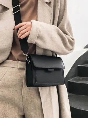 Minimalist Flap Square Bag - Black- FD ⚡