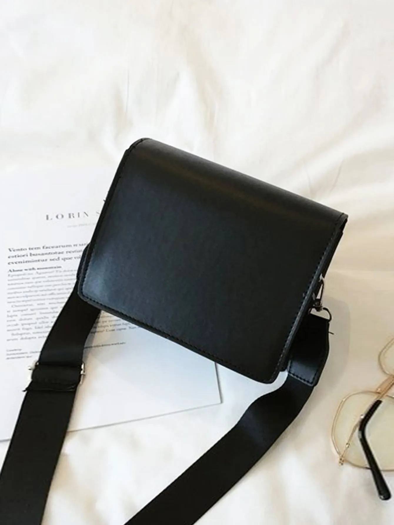 Minimalist Flap Square Bag - Black- FD ⚡