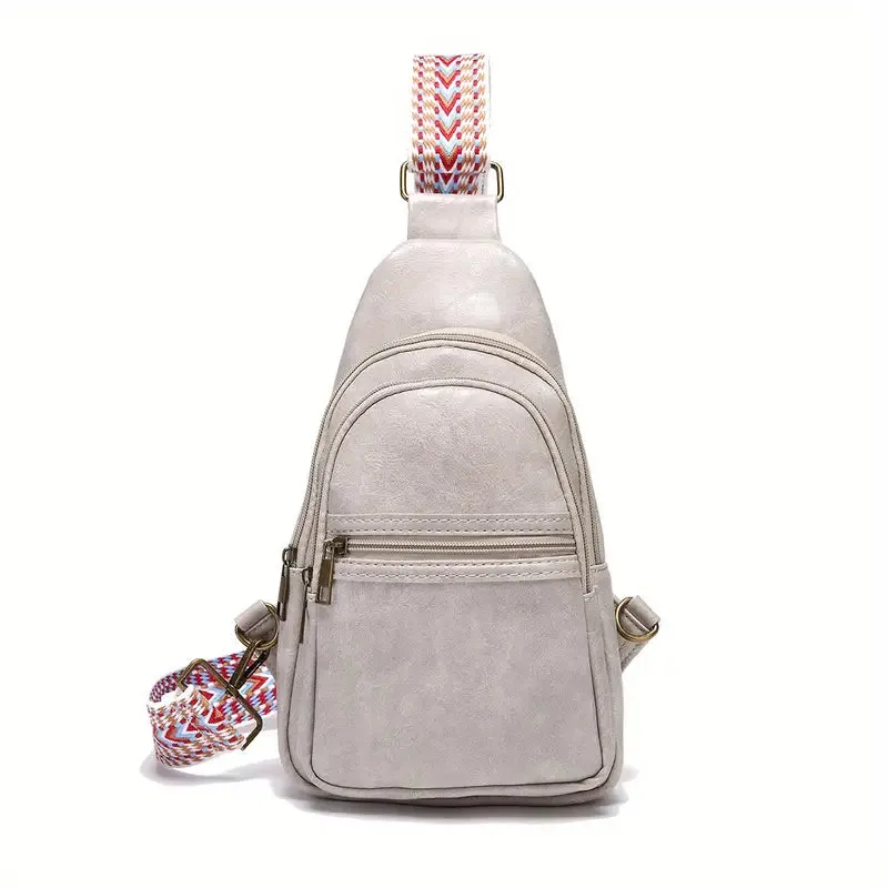 ModernRetro PU Leather Chest Bag: With Wide Guitar Strap