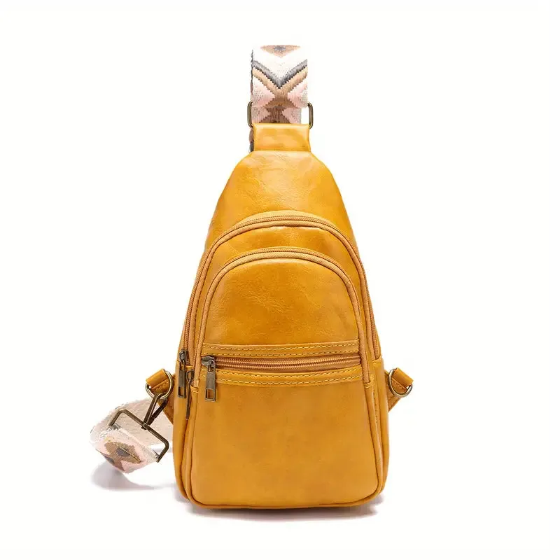 ModernRetro PU Leather Chest Bag: With Wide Guitar Strap