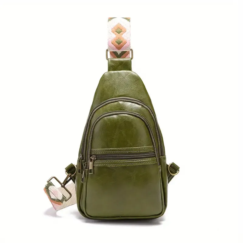 ModernRetro PU Leather Chest Bag: With Wide Guitar Strap