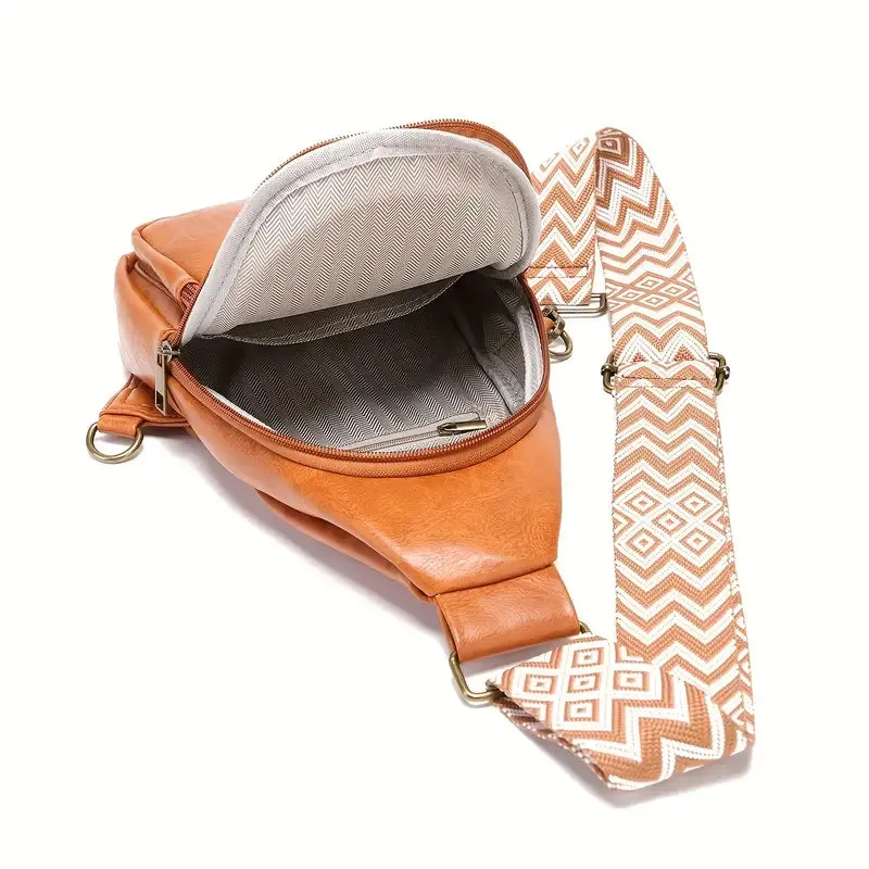 ModernRetro PU Leather Chest Bag: With Wide Guitar Strap