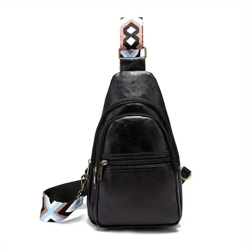 ModernRetro PU Leather Chest Bag: With Wide Guitar Strap