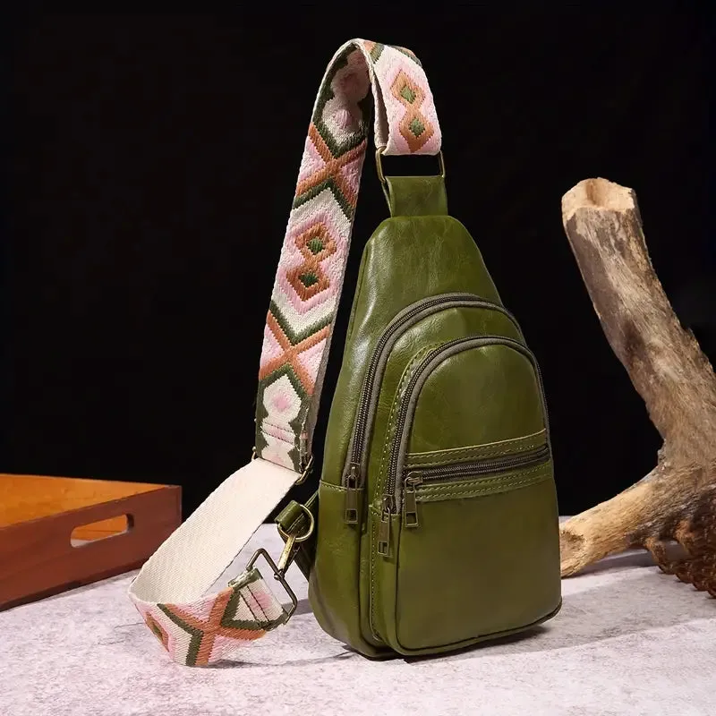 ModernRetro PU Leather Chest Bag: With Wide Guitar Strap