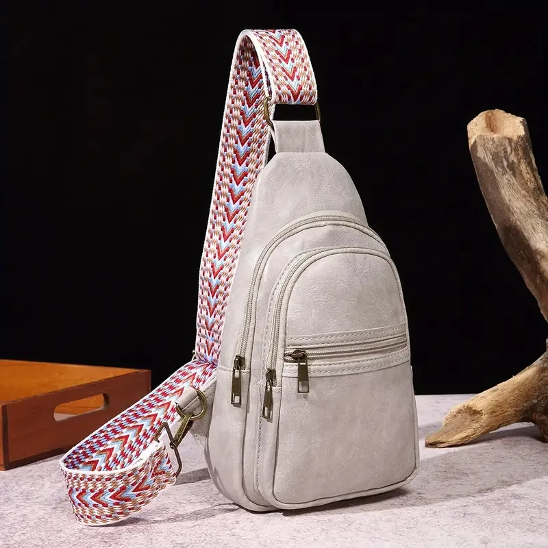 ModernRetro PU Leather Chest Bag: With Wide Guitar Strap