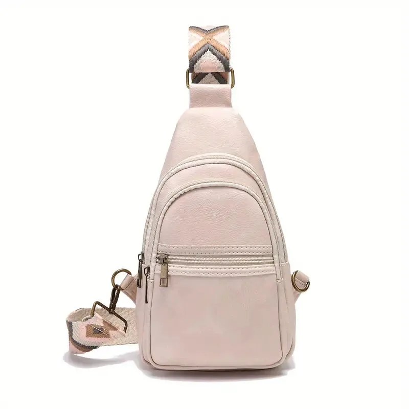 ModernRetro PU Leather Chest Bag: With Wide Guitar Strap
