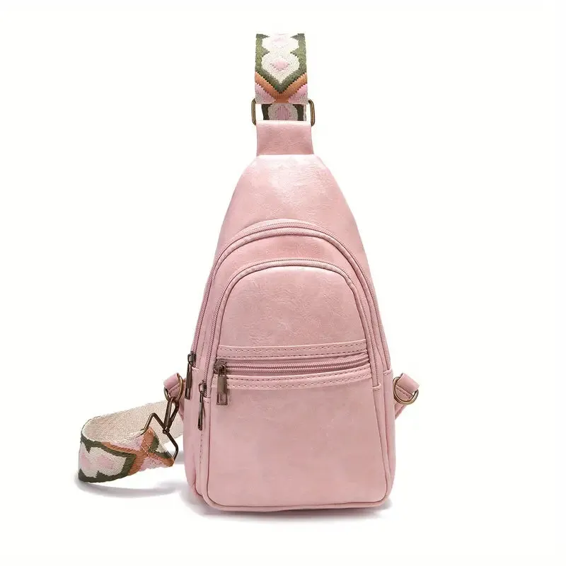 ModernRetro PU Leather Chest Bag: With Wide Guitar Strap