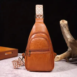 ModernRetro PU Leather Chest Bag: With Wide Guitar Strap