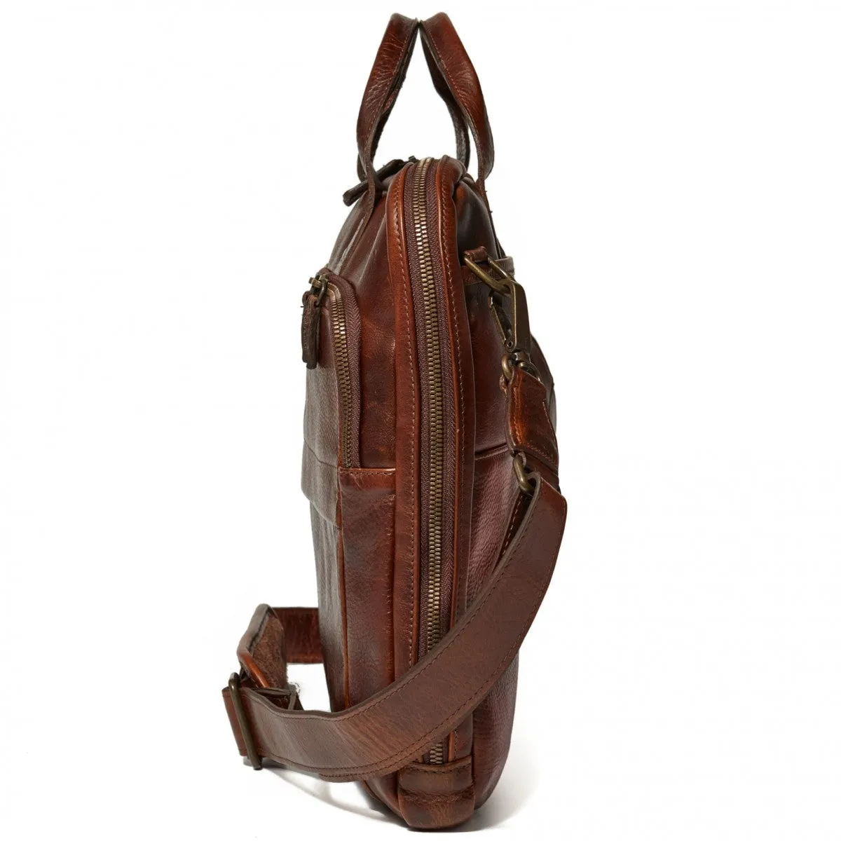 Moore and Giles Jay Modern Briefcase in Titan Milled Brown