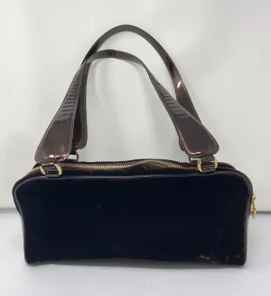 Moschino Velour and Patent Leather Shoulder Bag