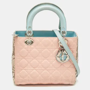 Multicolor Cannage Leather and Python Medium Lady Tote