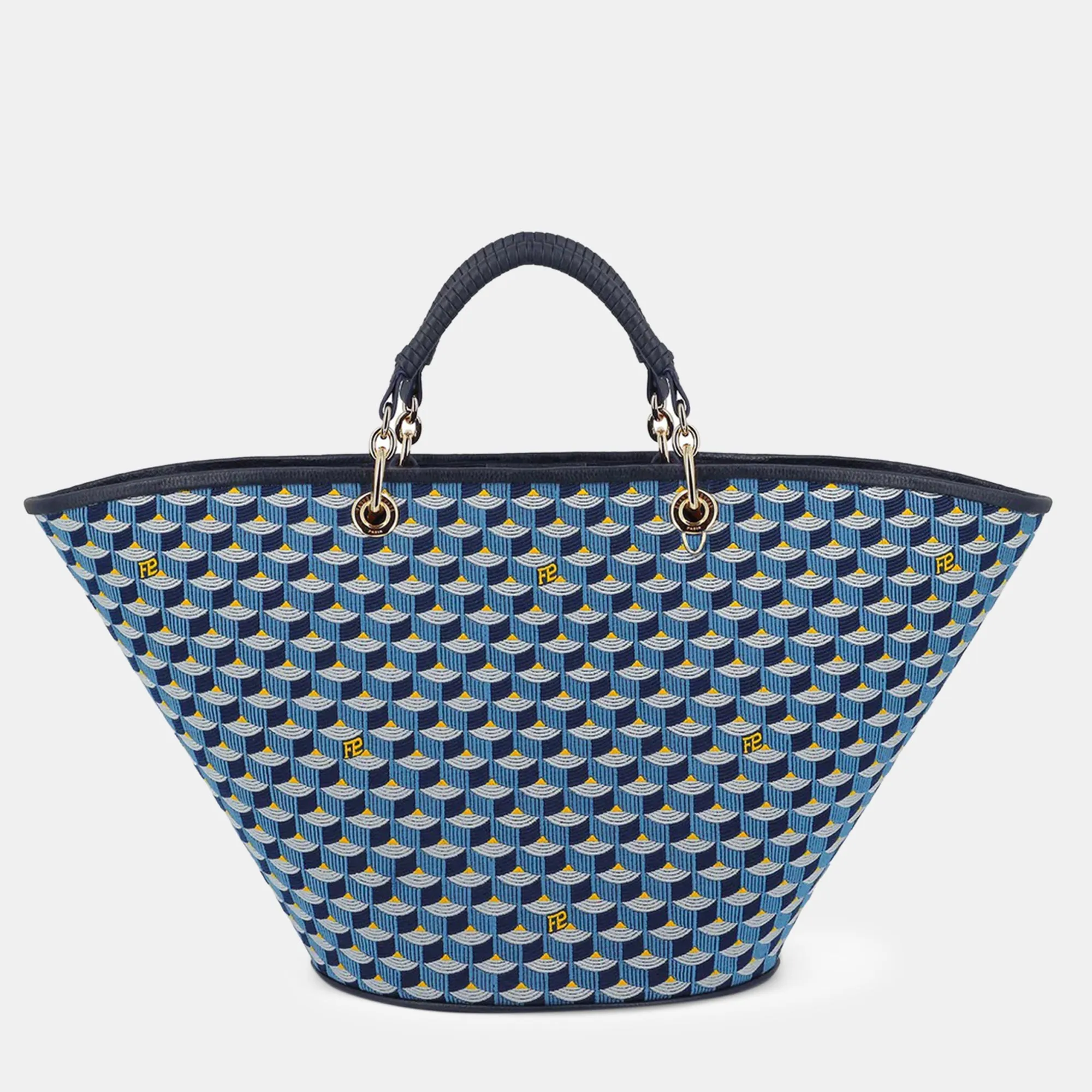 Navy Blue Leather Tote