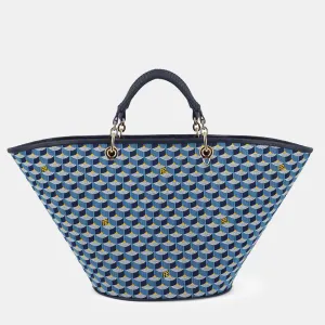 Navy Blue Leather Tote
