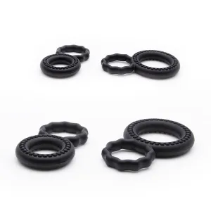 Neojoy 4 Rings Set Silicone Penis Ring Enhanced Erection Set of 2 Double Rings