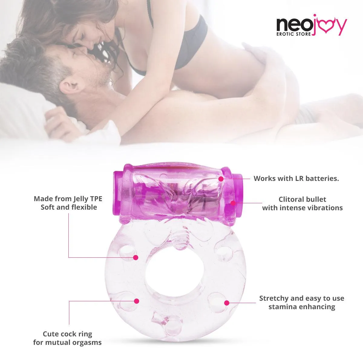 Neojoy Jelly Cock Ring for Enhanced Erection Clitoral Bullet Vibrator - 3.5cm