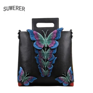 New women bag Superior cowhide women Genuine Leather bags luxury handbags fashion butterfly designer women leather bag